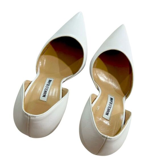 Manolo Blahnik Tayler Leather D'Orsay White Pumps Size 39/9 NIB - Picture 7 of 9